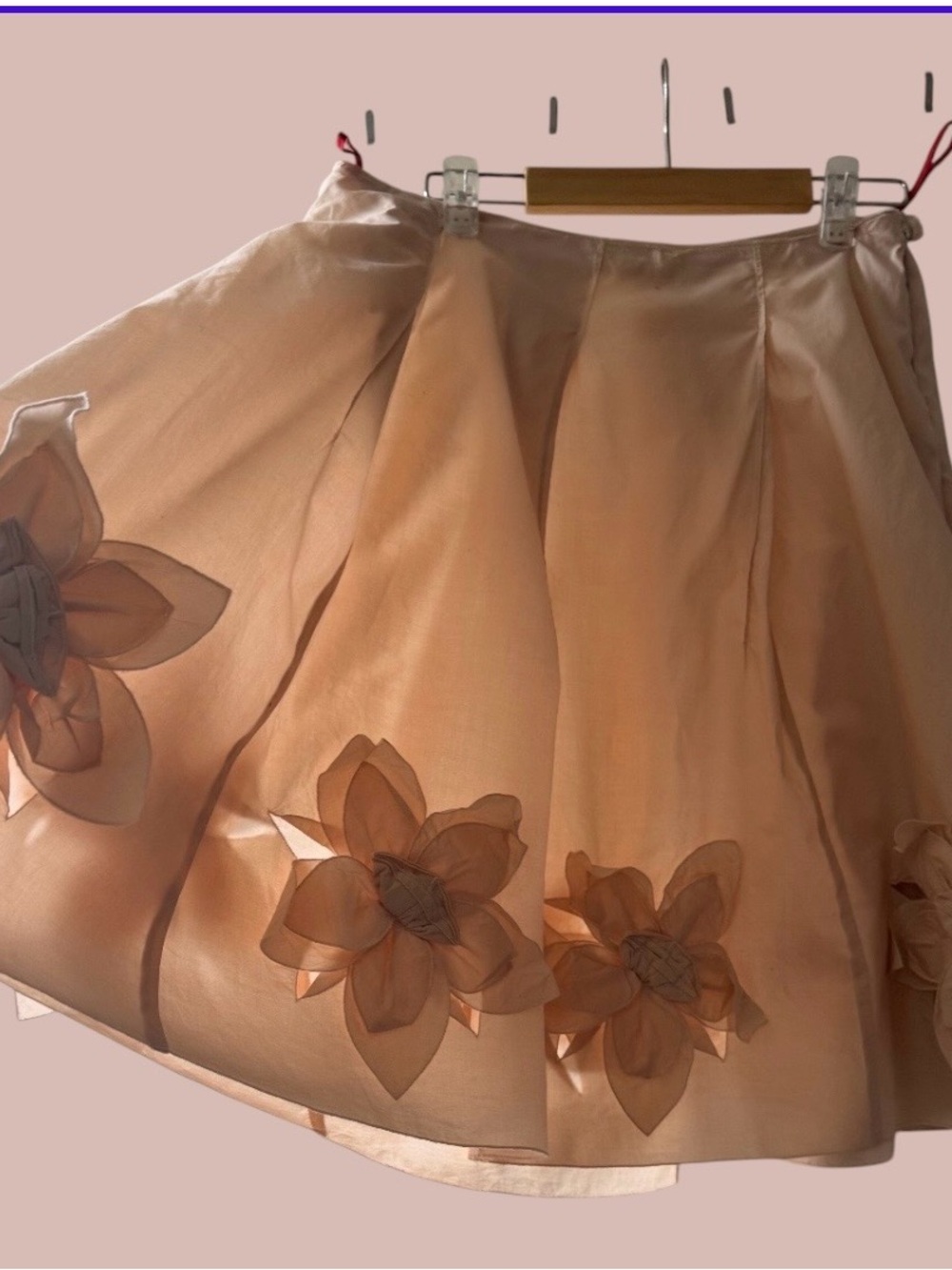 Prada Peach Floral Appliqué Circle Skirt